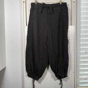 Pilcro Gauze Harem Pants Women's PM Black Elastic Waist Crop Drawstring Cuffs